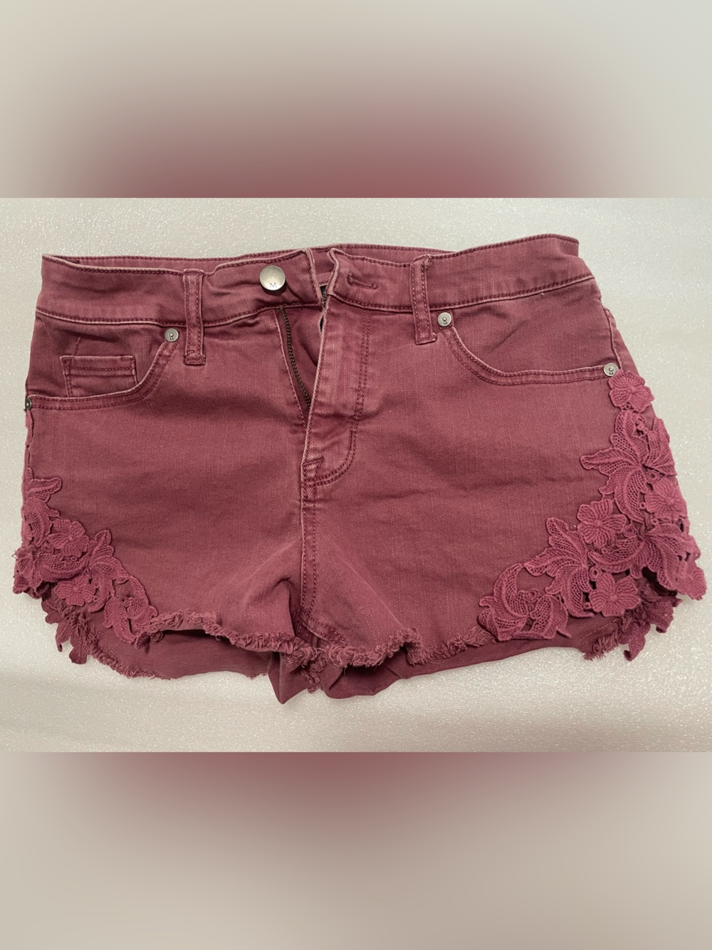 Mossimo Supply Co. Lace-Trim Mauve Jean Shorts